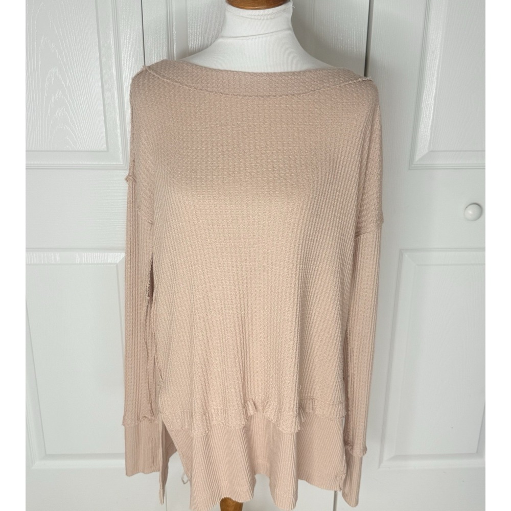 FREE PEOPLE Pink‎ Tunic Shirt XS North Slope Thermal Oversized Boho- We the Free